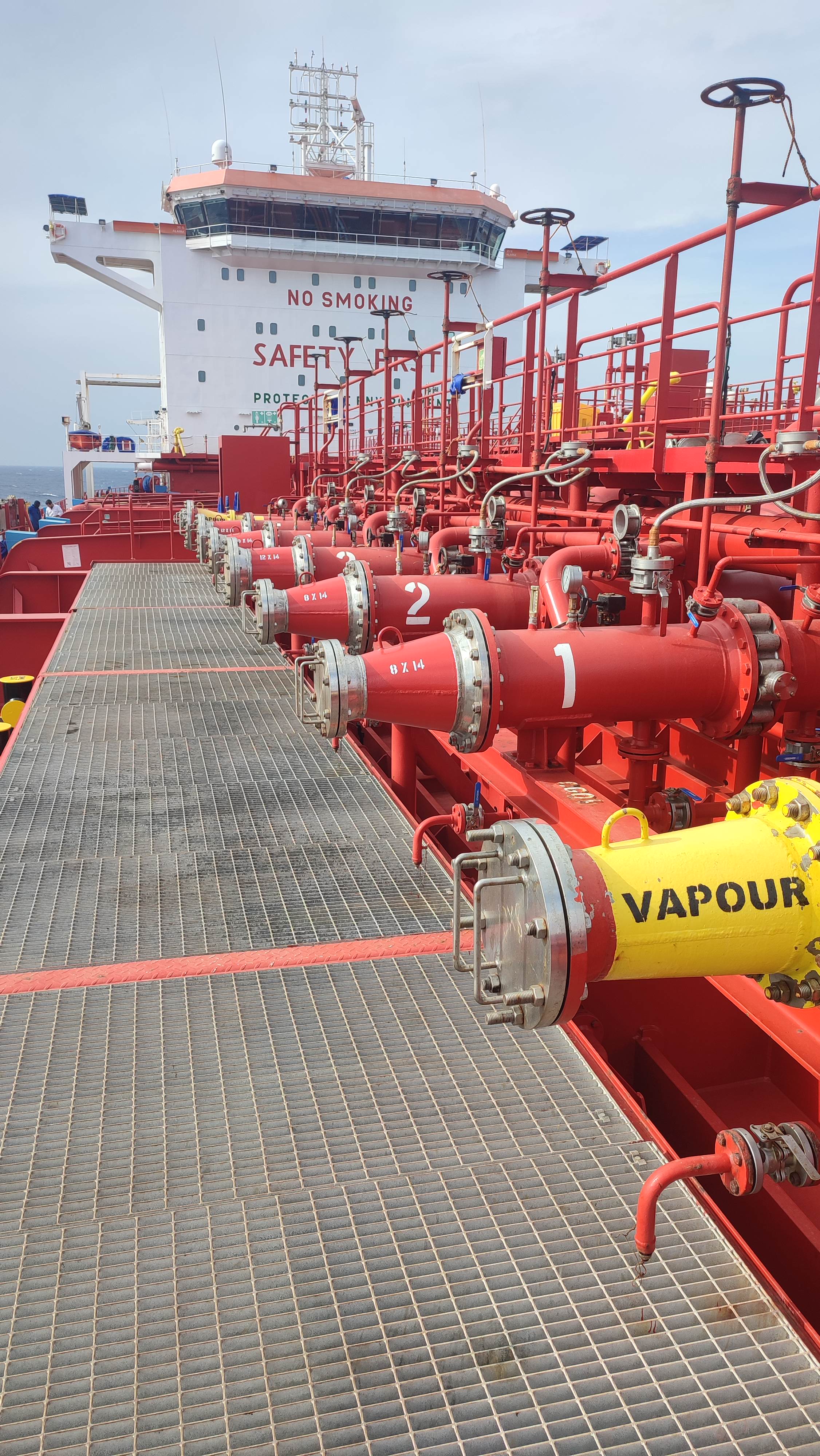 Product tanker manifold during cargo operations