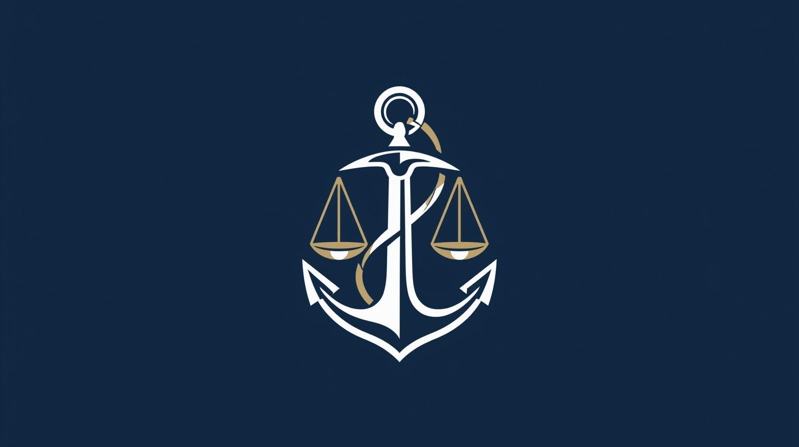 Maritime compliance anchor and scales of justice