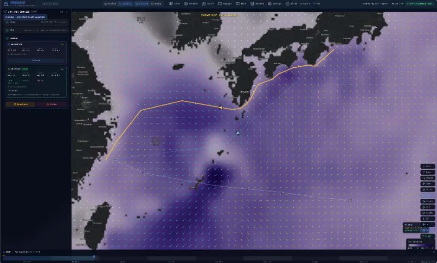 WindMar routing engine: optimised track across a weather field