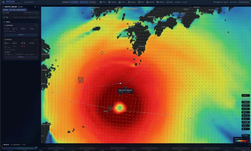 WindMar: an optimised route across a live typhoon wind field
